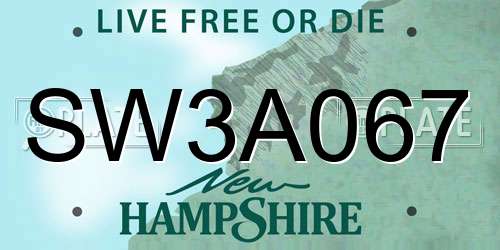 SW3A067 New Hampshire License Plate