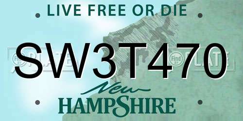 SW3T470 New Hampshire License Plate