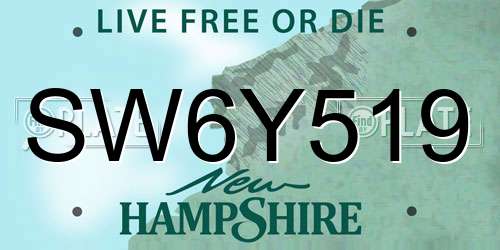 SW6Y519 New Hampshire License Plate