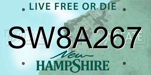 SW8A267 New Hampshire License Plate