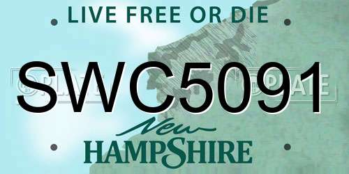 SWC5091 New Hampshire License Plate