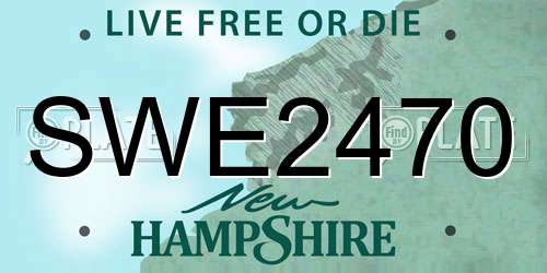 SWE2470 New Hampshire License Plate