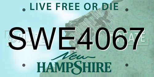 SWE4067 New Hampshire License Plate