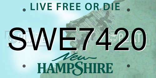 SWE7420 New Hampshire License Plate