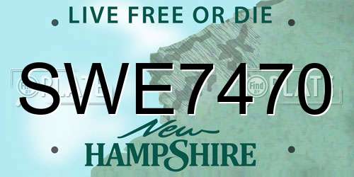 SWE7470 New Hampshire License Plate