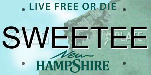 SWEETEE New Hampshire License Plate