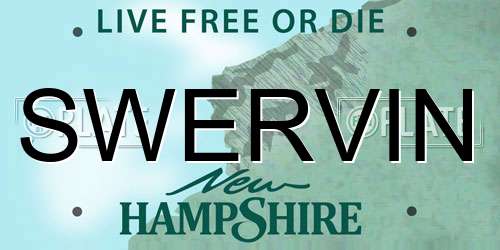 SWERVIN New Hampshire License Plate