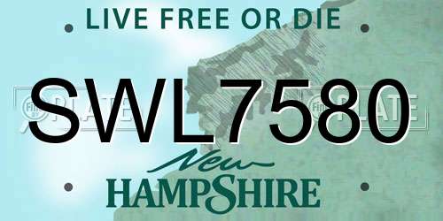 SWL7580 New Hampshire License Plate