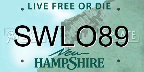 SWLO89 New Hampshire License Plate