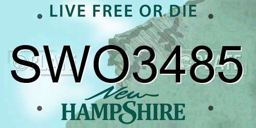 SWO3485 New Hampshire License Plate