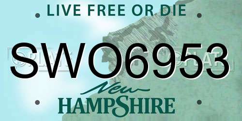SWO6953 New Hampshire License Plate