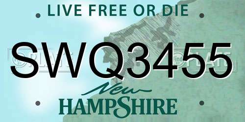 SWQ3455 New Hampshire License Plate