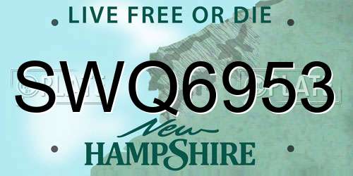 SWQ6953 New Hampshire License Plate