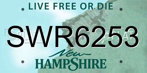 SWR6253 New Hampshire License Plate