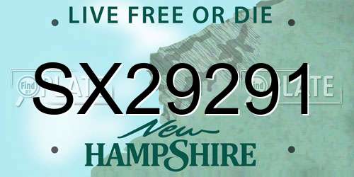 SX29291 New Hampshire License Plate