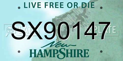 SX90147 New Hampshire License Plate