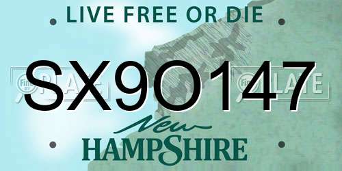 SX9O147 New Hampshire License Plate