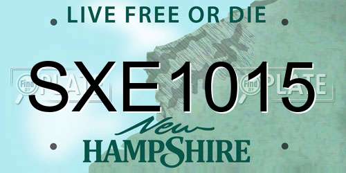 SXE1015 New Hampshire License Plate