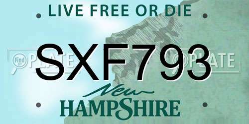 SXF793 New Hampshire License Plate