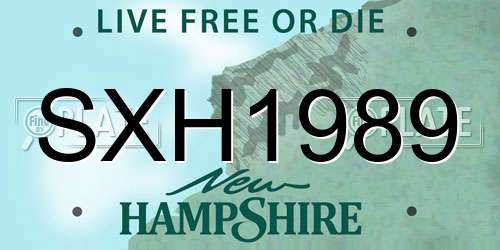 SXH1989 New Hampshire License Plate