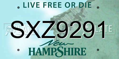 SXZ9291 New Hampshire License Plate