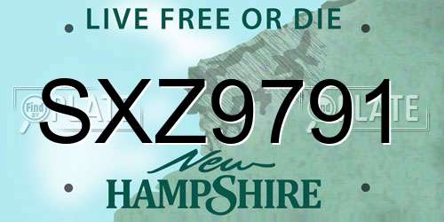 SXZ9791 New Hampshire License Plate