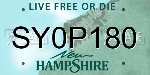 SY0P180 New Hampshire License Plate