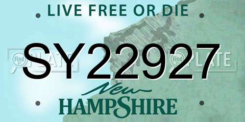 SY22927 New Hampshire License Plate