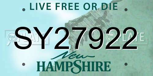 SY27922 New Hampshire License Plate