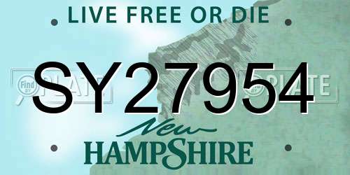 SY27954 New Hampshire License Plate