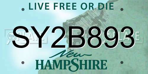 SY2B893 New Hampshire License Plate