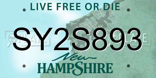 SY2S893 New Hampshire License Plate
