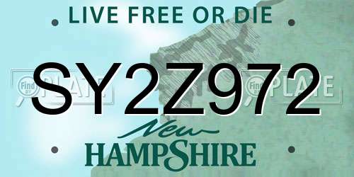 SY2Z972 New Hampshire License Plate