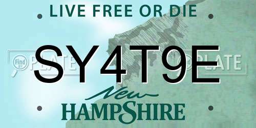 SY4T9E New Hampshire License Plate