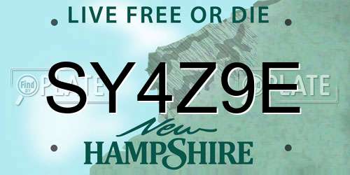 SY4Z9E New Hampshire License Plate