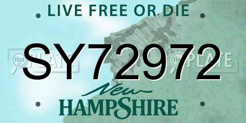 SY72972 New Hampshire License Plate