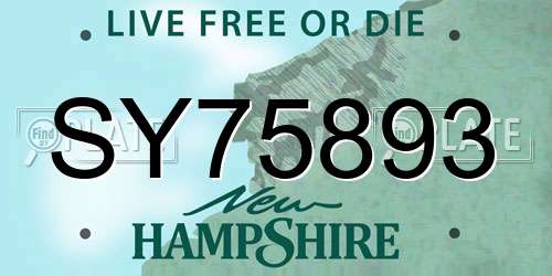 SY75893 New Hampshire License Plate