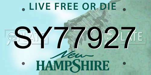SY77927 New Hampshire License Plate