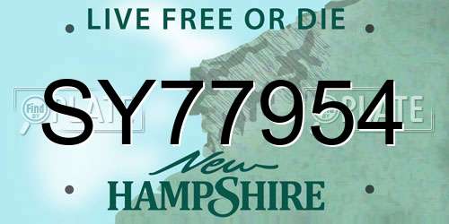 SY77954 New Hampshire License Plate