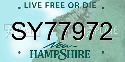 SY77972 New Hampshire License Plate
