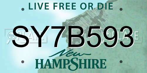 SY7B593 New Hampshire License Plate