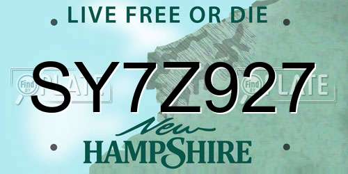 SY7Z927 New Hampshire License Plate