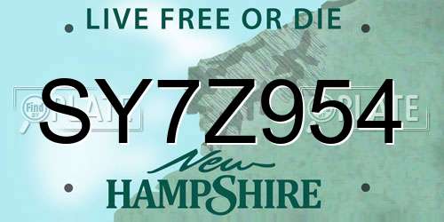 SY7Z954 New Hampshire License Plate