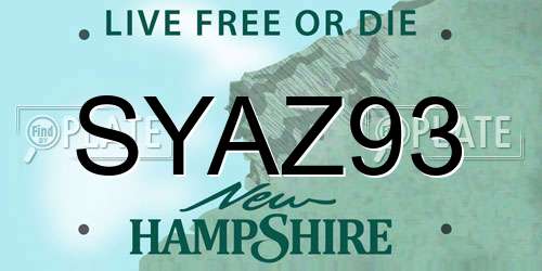 SYAZ93 New Hampshire License Plate