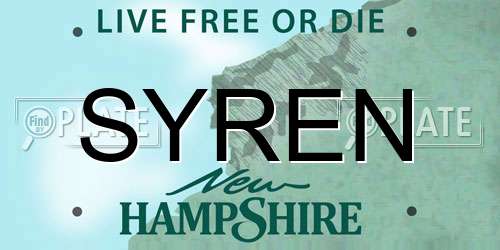 SYREN New Hampshire License Plate