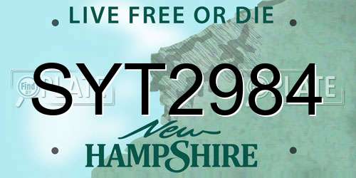 SYT2984 New Hampshire License Plate
