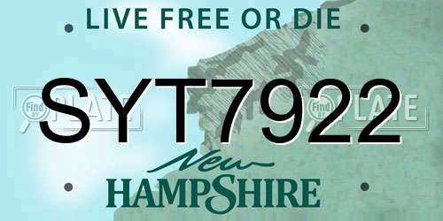 SYT7922 New Hampshire License Plate