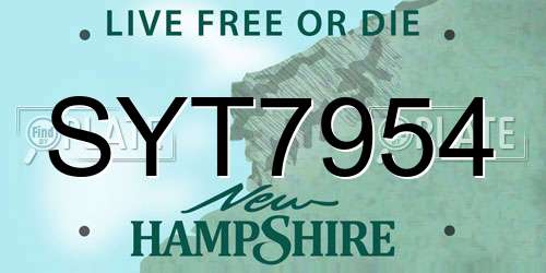 SYT7954 New Hampshire License Plate
