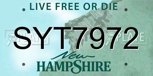 SYT7972 New Hampshire License Plate