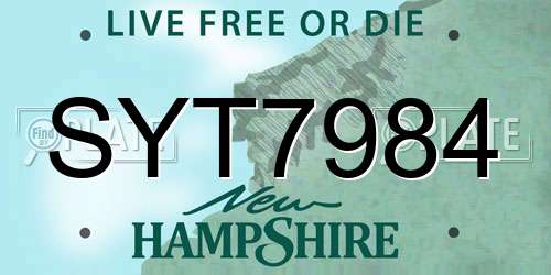 SYT7984 New Hampshire License Plate